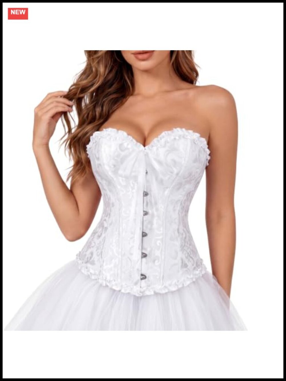 Women's Victorian Overbust Corset Top Lace-Up Brocade Bustier